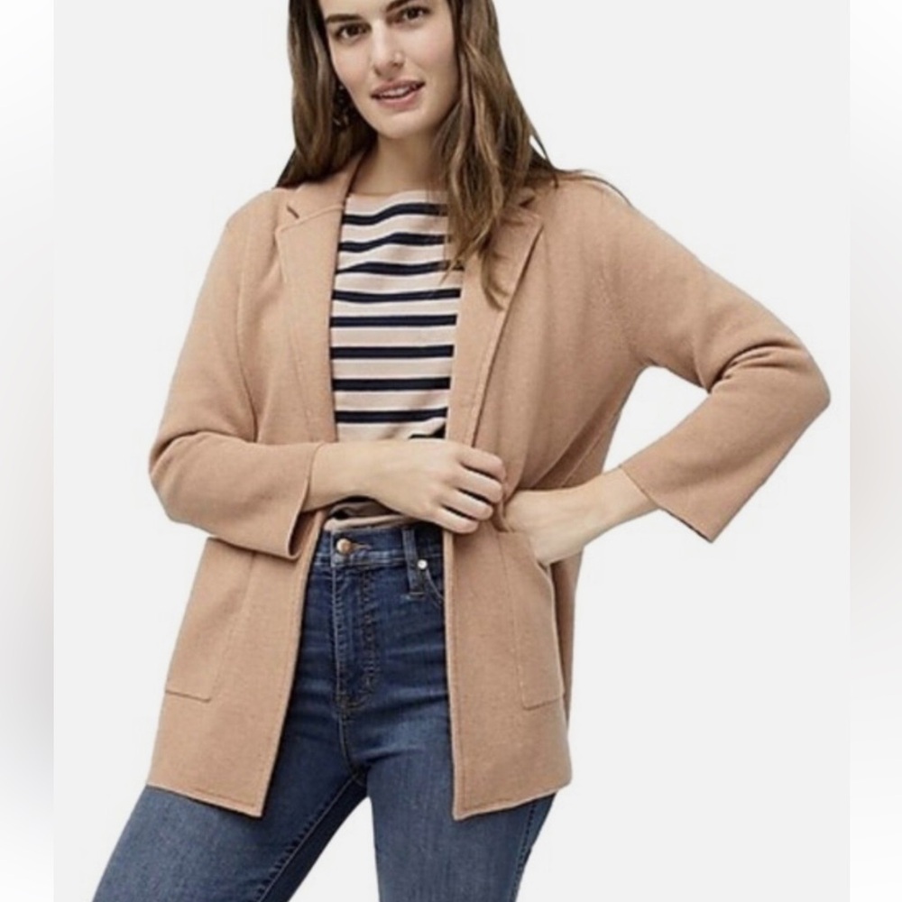 J. Crew Sophie Open Front Beige Sweater Blazer Size Small